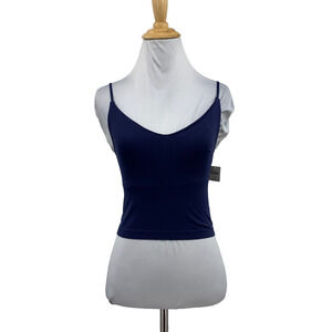 Lyrebird Tank Top Women S/M Prussian Shelf Bra V Neck Cropped Anthropologie Cami